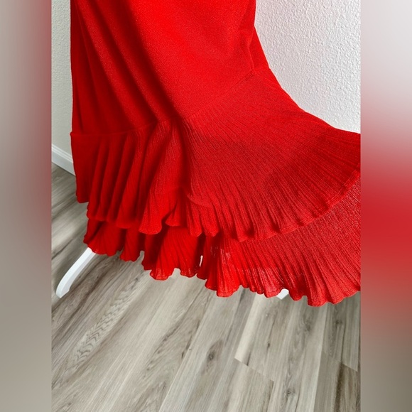 Mango Women’s Red One-Shoulder Asymmetric Ruffled Dress Size 10 - Picture 8 of 15